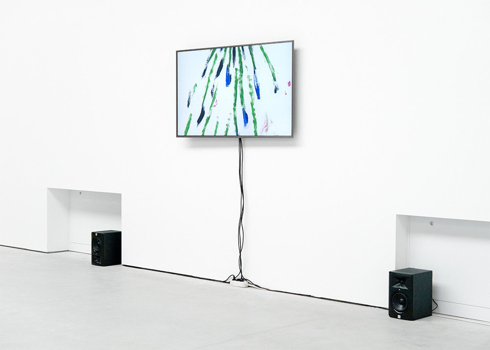 Ecran de télévision, dispositif d'exposition, court-métrage d'animation expérimental.